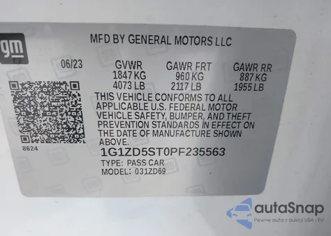 2023 Chevrolet Malibu Fwd 1Lt from USA, damaged, VIN 1G1ZD5ST0PF235563